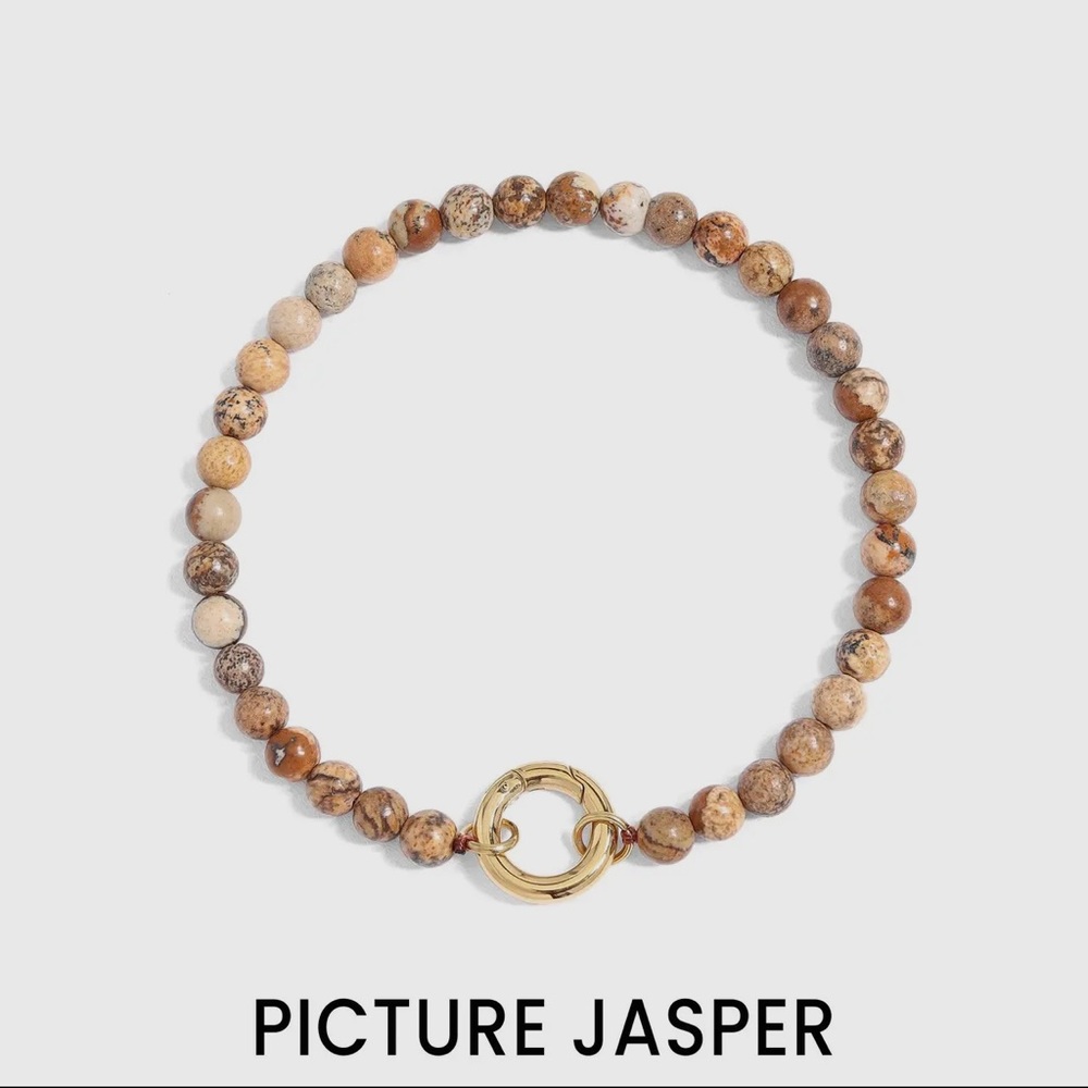 18K Gold Pvd Stainless Steel Semi
Precious Natural Stone Charm Keeper
Bracelet